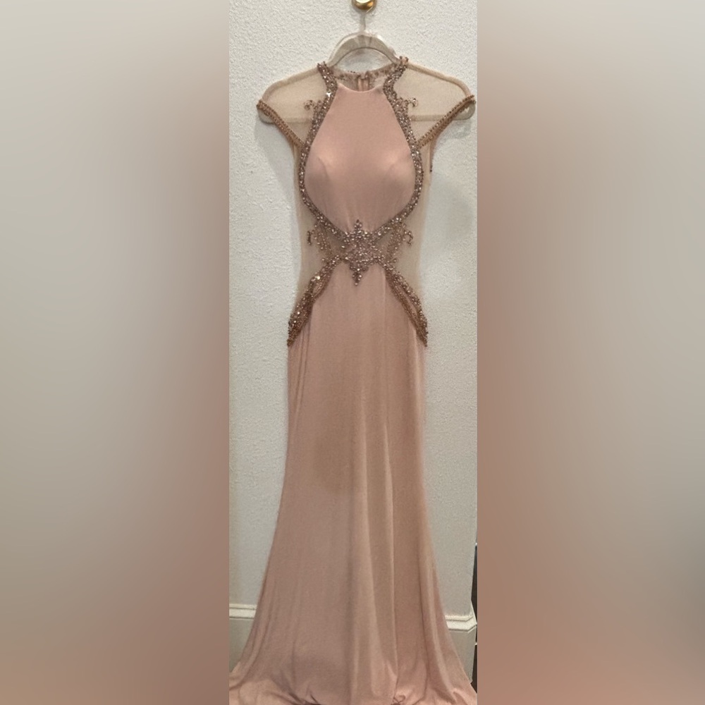 Sophisticated Beaded Prom Dress in Blush